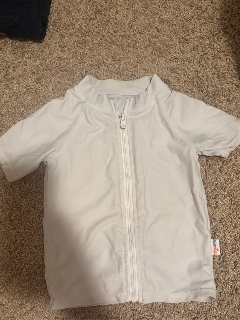 Children's White Zip Front Swim Shirt - Brand: SwimZip